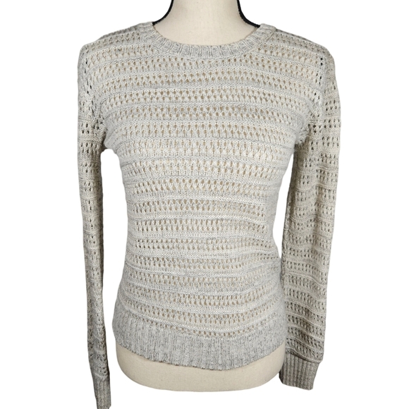 Open Knit Pull Over Sweater, Grey, Small - Picture 1 of 14